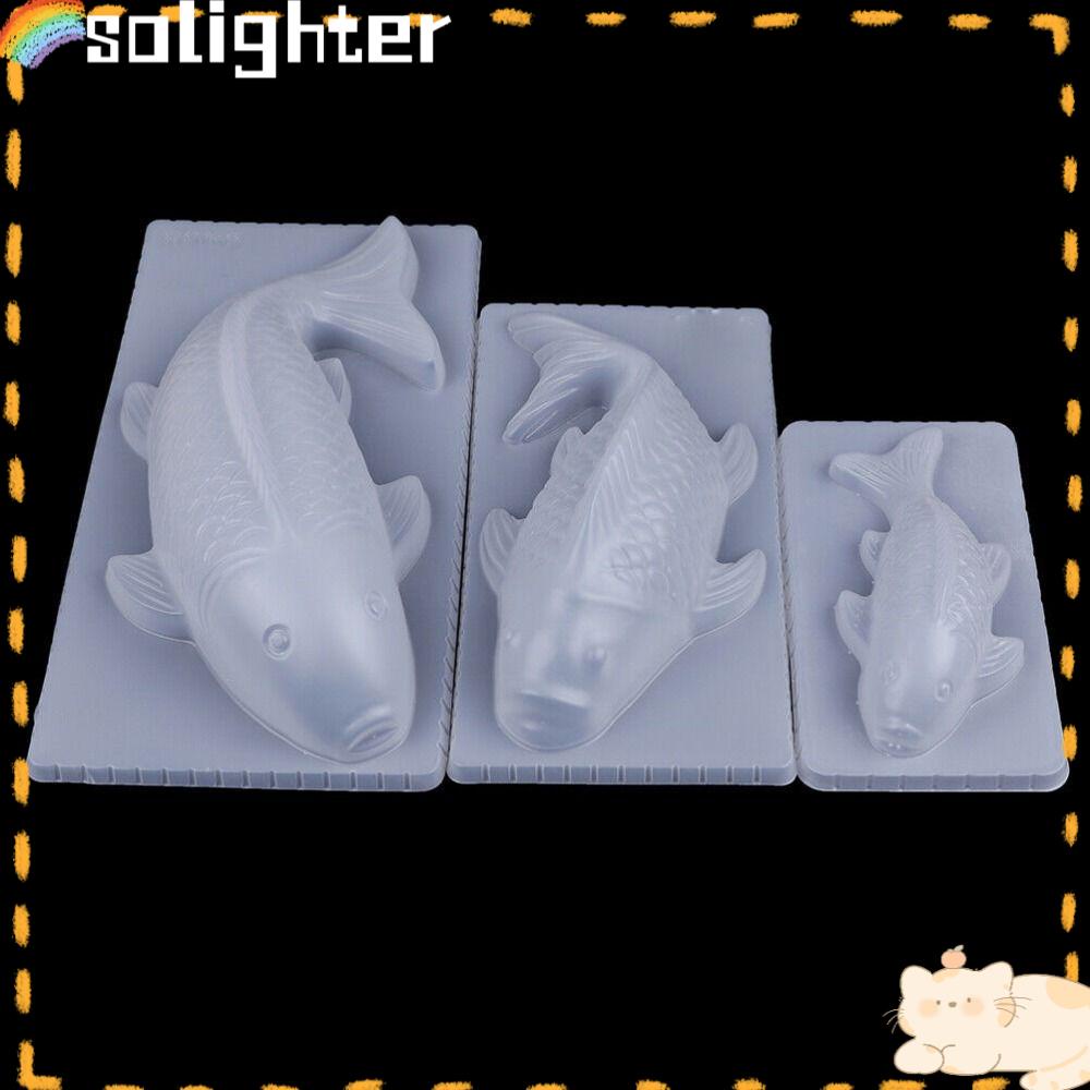 Solighter Kue Coklat Jelly Cetakan Plastik 3D Bentuk Ikan Koi Peralatan Makan Silicone Mold