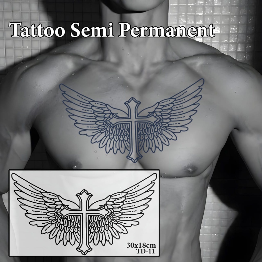 TATOMANIA-Tato semi permanen Full Dada Punggung Motif Sayap 28x15cm anti air TD-11