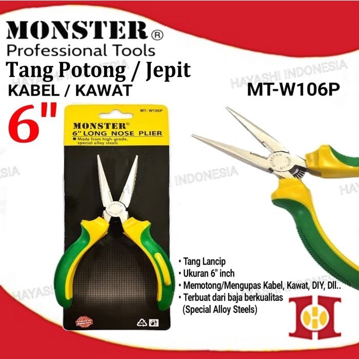 Tang Lancip Potong Jepit Cucut Kupas Kabel Kawat Long Cutting Plier