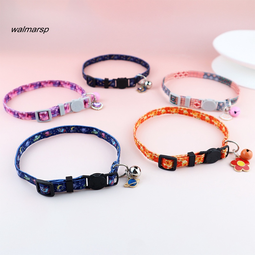 Wlp Kalung Pet Adjustable Pola Indah Pelepas Cepat Tahan Aus Gaya Liontin Kartun Mudah Dipakai Kerah Kucing Pet Neck Circle Perlengkapan Hewan