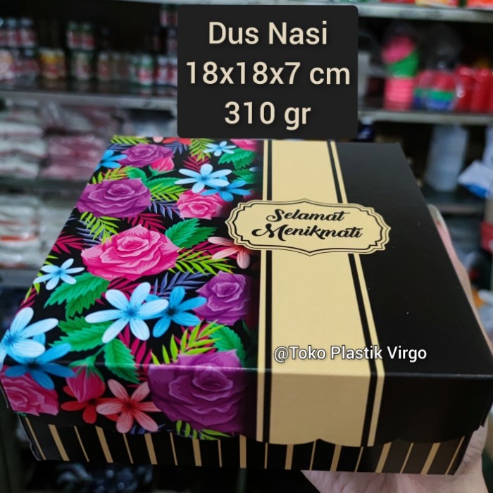 

Box / Kardus / Dus Nasi Kue Snack Makanan - 18x18x7 cm - Black Gold