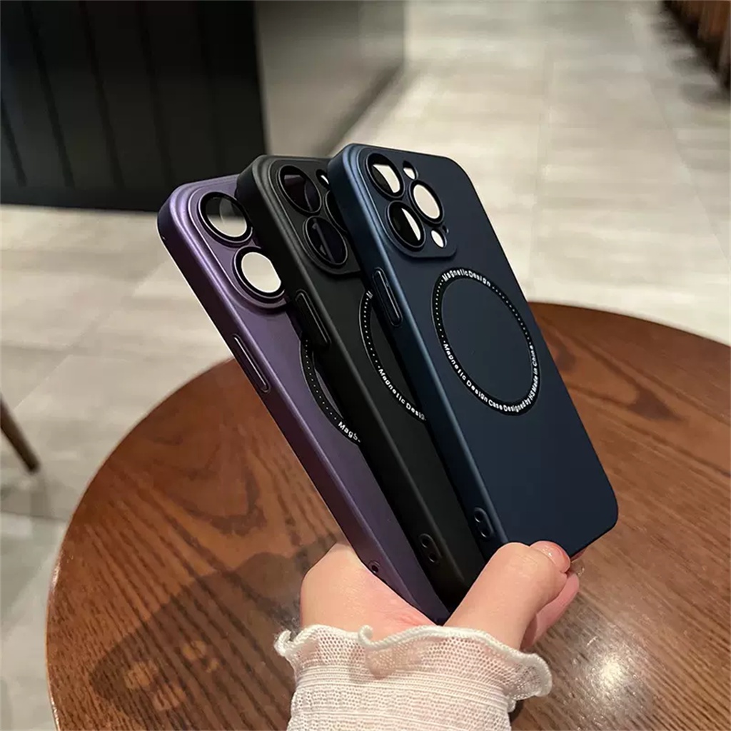 Casing Keras PC Baru+Casing Magnet iPhone 14 Pro Max Case iPhone 13 11 12 Pro Max14 Plus Lensa Perlindungan Kamera Skin Feel Shockproof Protection Case