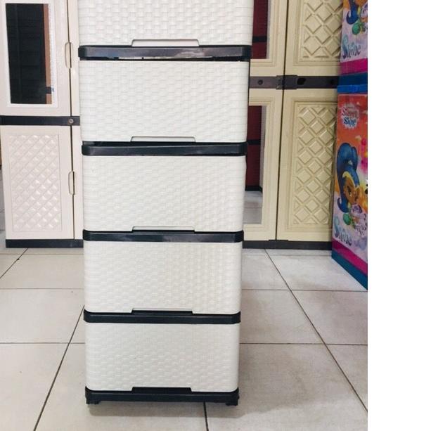۝ Lemari Plastik Lemari Pakaian Laci Plastik Napolly Serbaguna Susun 5 ✤