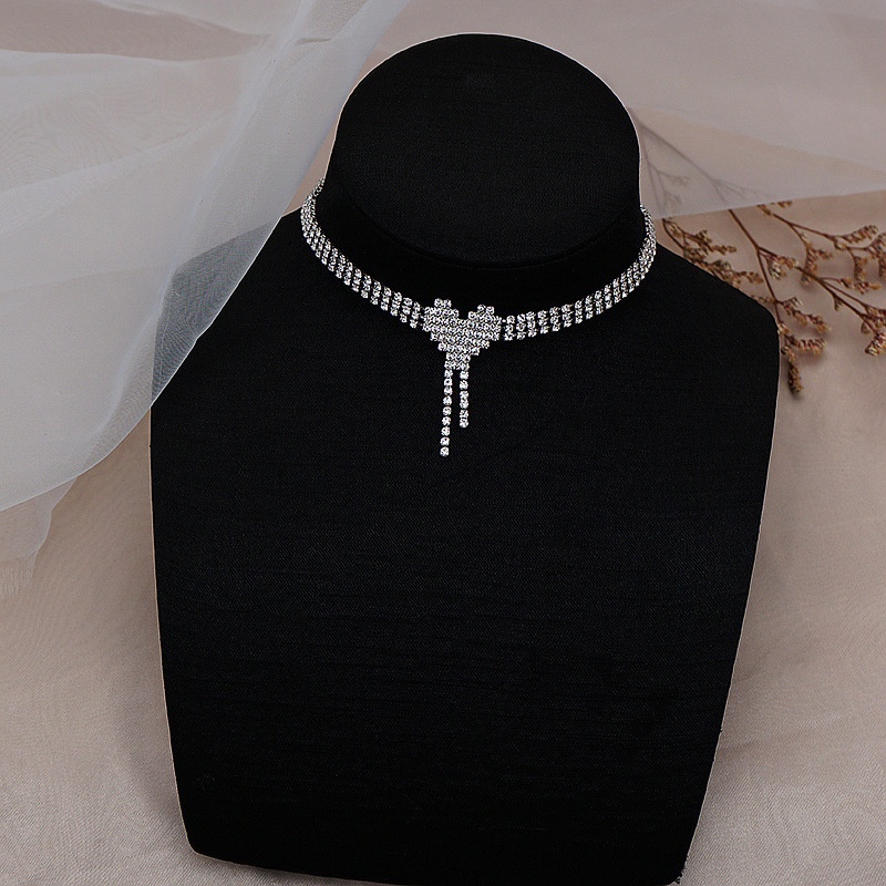 Kalung Choker Kristal Elegan Untuk Wanita Fashion Cinta Hati Necklace Perhiasan Aksesoris