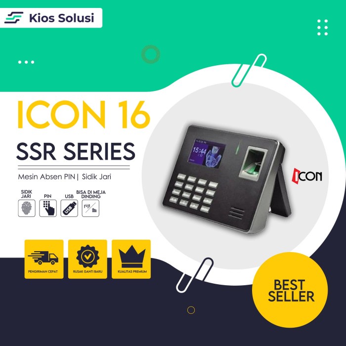 

[[JNT COD]] MESIN ABSENSI ICON 16 / MESIN ABSEN / SIDIK JARI / FINGER PRINT A3