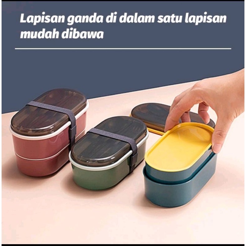 KOTAK MAKAN 2 SUSUN KOTAK MAKAN SIANG LUNCH BOX KOTAK 3 WARNA