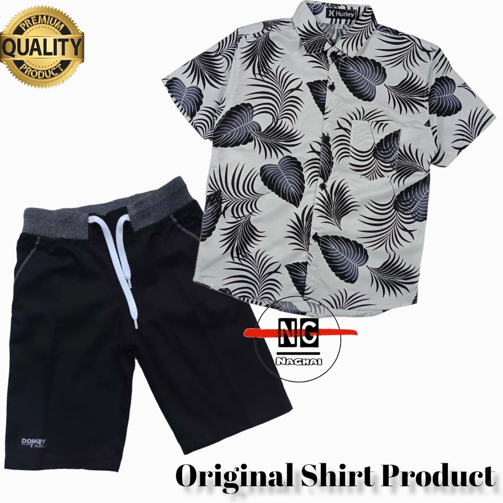 Setelan Anak Laki Laki Kemeja Pendek Motif Umur 1-10 Tahun Stelan Anak  Cowok Tanggung