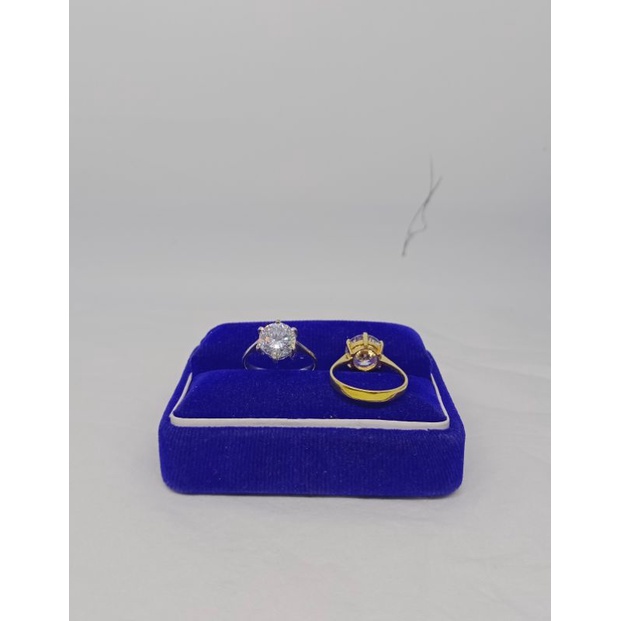 cincin solitaire (desi) mata putih/perak asli silver 925 lapis emas/perhiasan fashion wanita terbaru