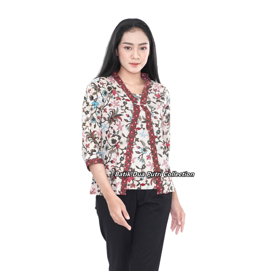 Batik Wanita Modern Lengan 7/8 Dan Lengan Pendek Blouse Batik Kutubaru Batik Dua Putri Collection