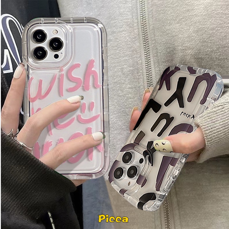 Smiley Pasangan Casing Ponsel Bening Untuk Realme C35 C33 C12 C11 C15 C21Y C20A C25 C25Y C25s Realme 5 6i 5i 5s C20 C3 C1 C2 Huruf Alfabet Sederhana Lembut TPU Shockproof Airbag Case