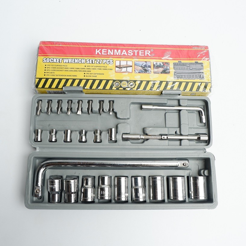 KENMASTER Kunci Sok 27 Pcs Kunci Sok Set 27pcs Soket Socket Wrench Kunci Sock Shock 27pcs Kunci Set 