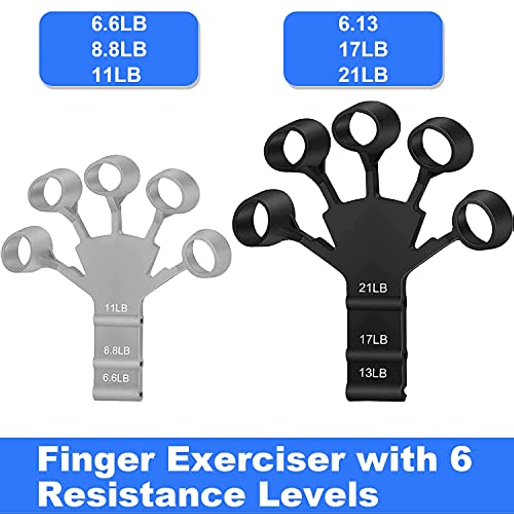 2pcs Finger Gripper Silikon Finger Berolahraga Trainer Dengan 6tingkat Tahan Untuk Pemain Gitar Dengan Penguat Band Tangan