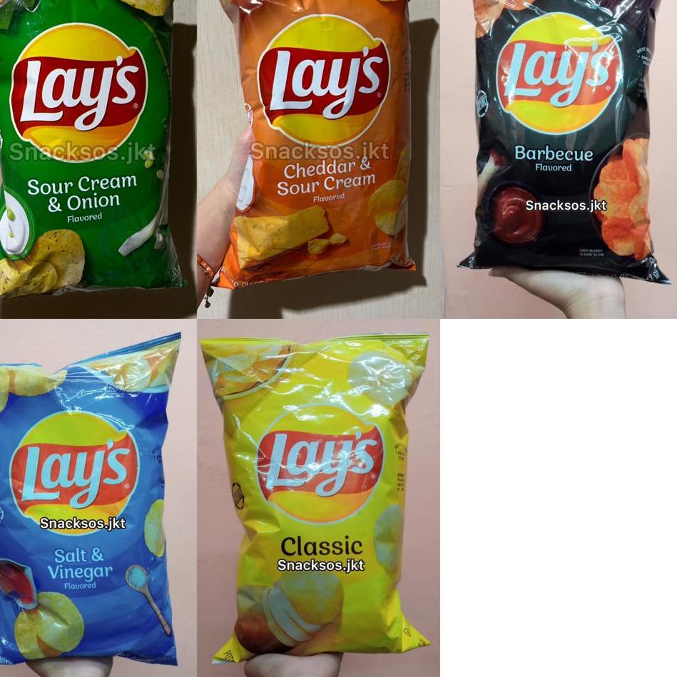 

➧ LAY’S POTATO CHIPS CLASSIC / BARBECUE / SALT AND VINEGAR / SOUR CREAM AND ONION / CHEDDAR AND SOUR CREAM- USA LAYS ➴