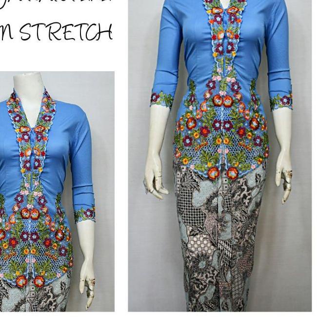 ☋ Indah KEBAYA KARTINI MODERN LENGAN 7/8 BORDIR SENADA KATUN STRETCH KEBAYA WISUDA KEBAYA KATUN KEBA