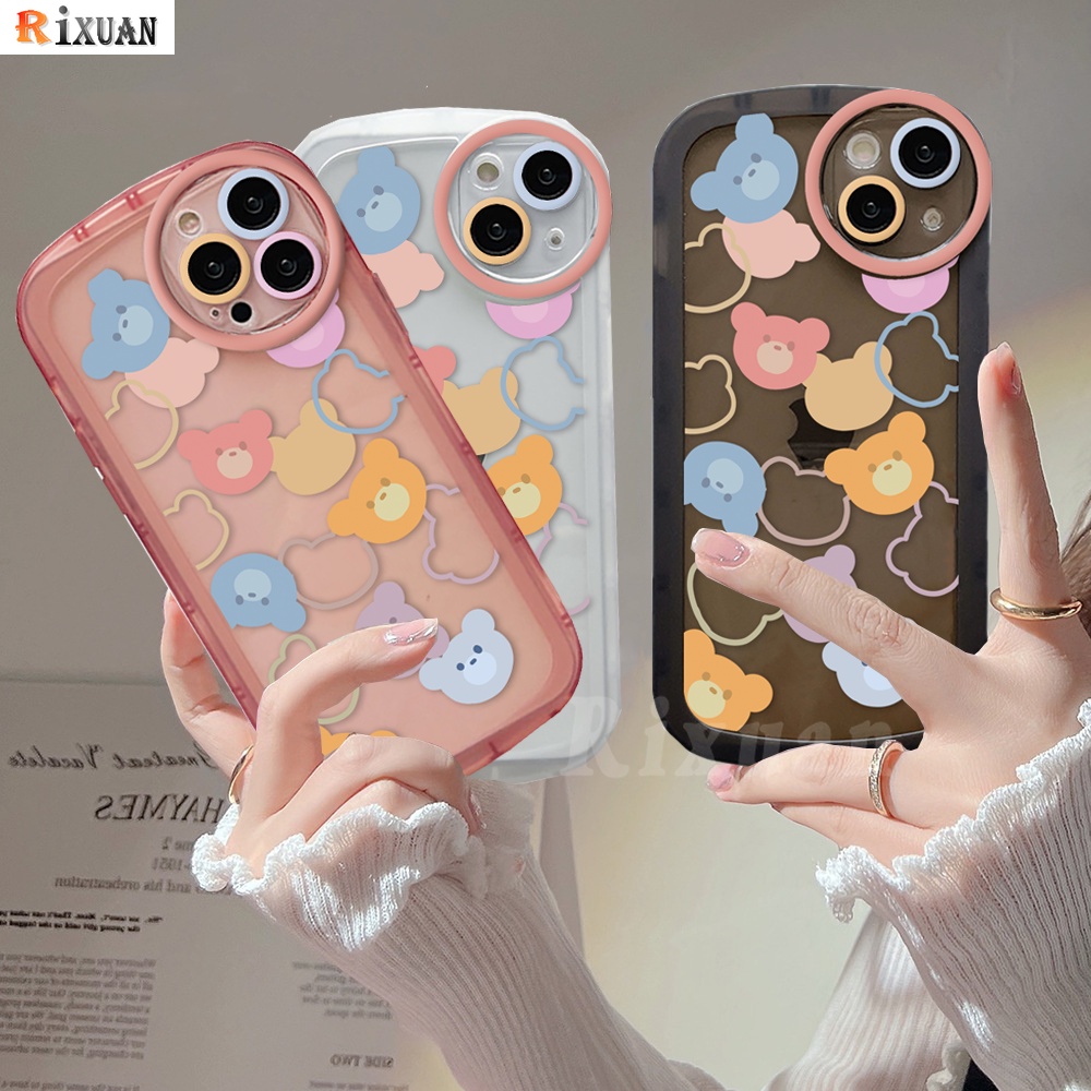 Realme 10 4G Realme C33 C35 C31 C30 C11 C21Y C25Y 5.5i 5S 6i C25 C15 C12 C2 C3 C1 Narzo 50A Prime A1K Shockproof Clear Case Lucu Colorful Beruang Phone Cover RIXUAN