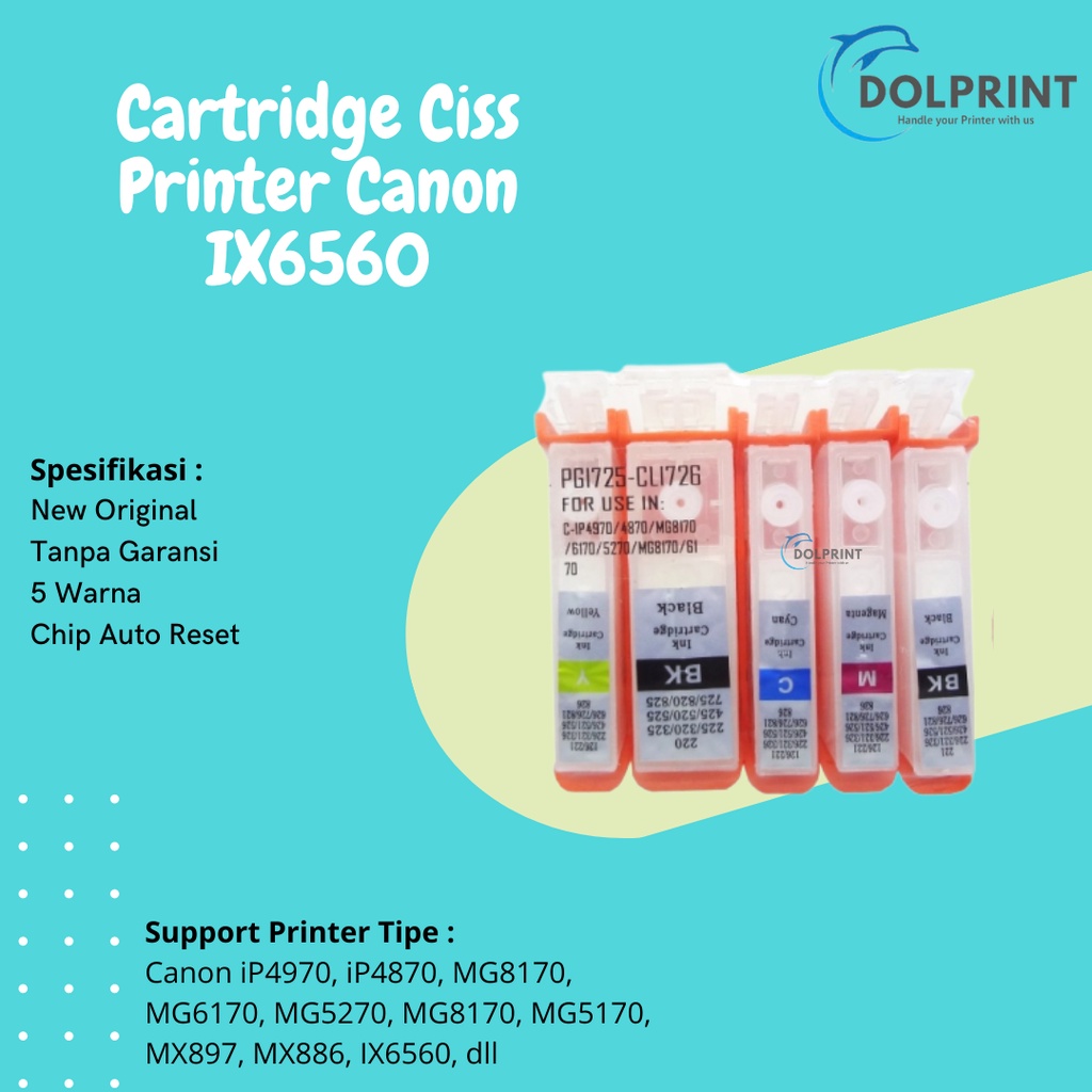 Cartridge CISS Canon ix6560 725 726 PGI725 CLI726, Infus Printer IP4970 IP4870 IP6550 IX6560 MG5170