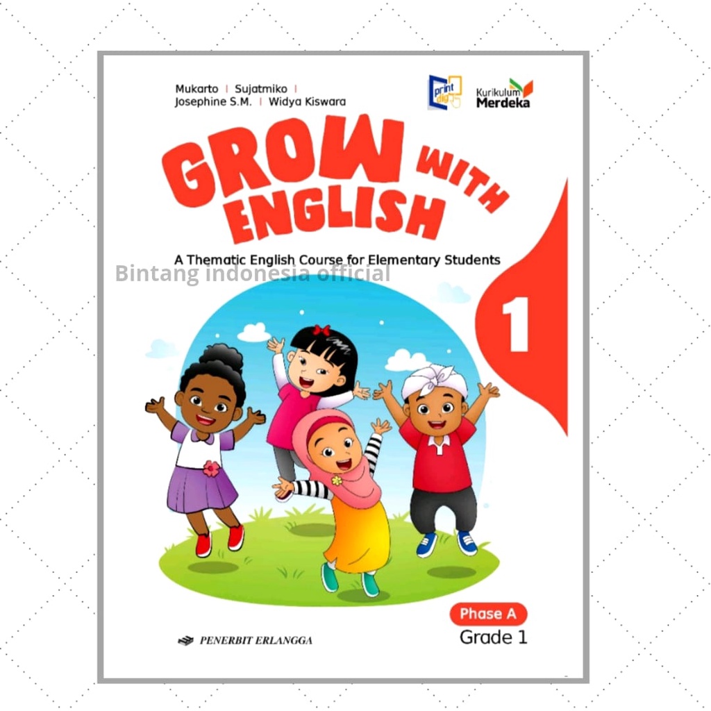 Buku Pelajaran Grow with english kelas 1,2 &amp; 4 SD/MI Kurikulum Merdeka Erlangga