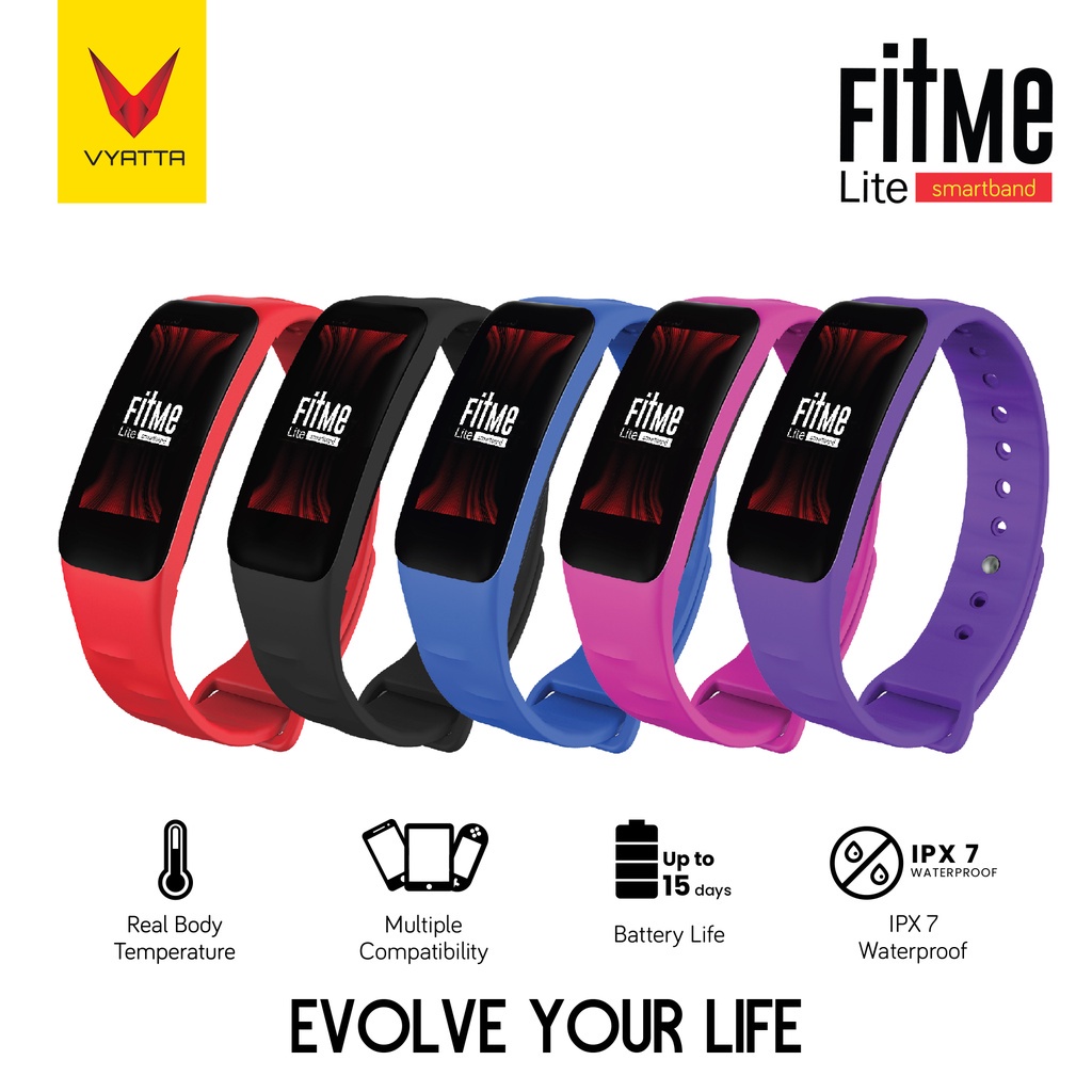 VYATTA FITME LITE SMARTBAND SMARTWATCH REAL BODY TEMPERATURE IPX67 WATERPROOF FIND LOCATION GPS