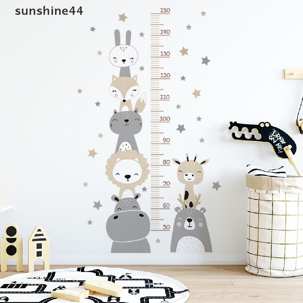 Sunshine Boho Warna Gaya Smile Hewan Beruang Lion Hearts Pengukuran Tinggi Badan Ruller Stiker Dinding Untuk Kamar Anak Bayi Nursery Wall Decals ID