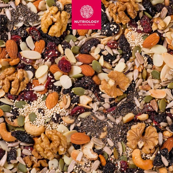 

Trail Mix Nutriology 500Gr - Roasted Nuts, Seeds, & Dried Fruits 092