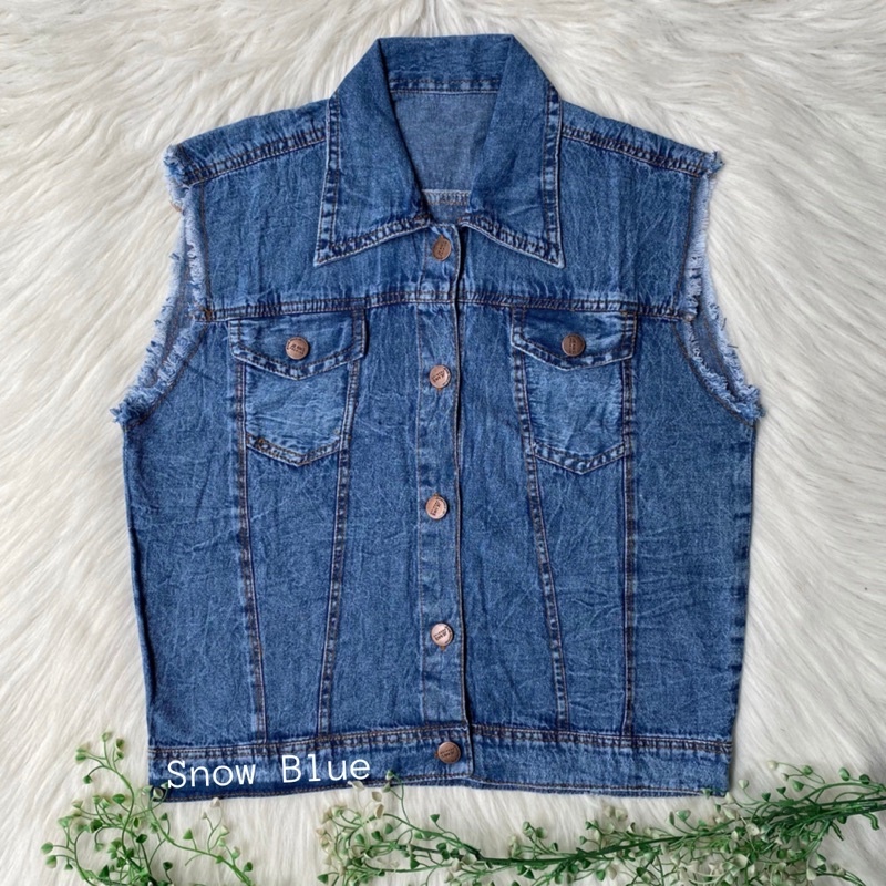 Rompi Jeans Jaket Vintage Wanita Denim Vest Vian Vest Outfit Terbaru Wanita