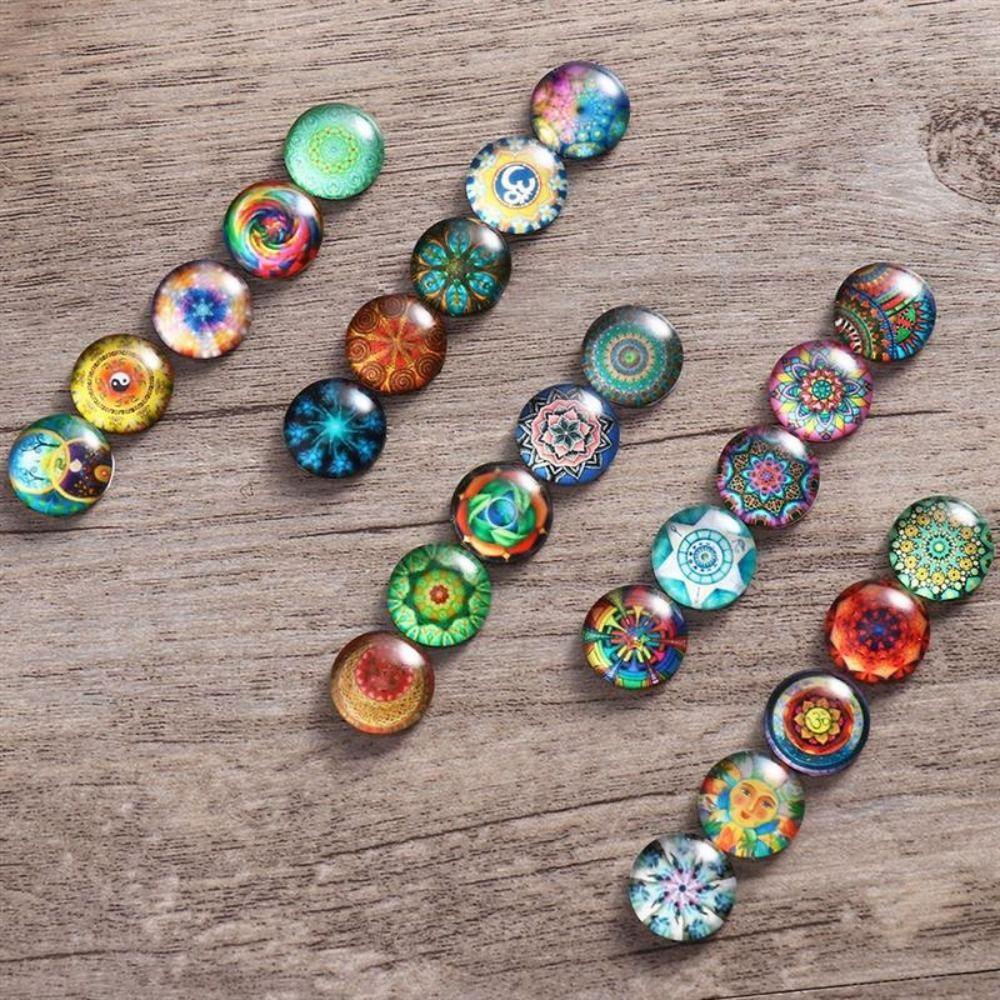 Lanfy Mosaic Tiles Kalung Colorful Round Dome Membuat Perhiasan Ornamen Cincin DIY