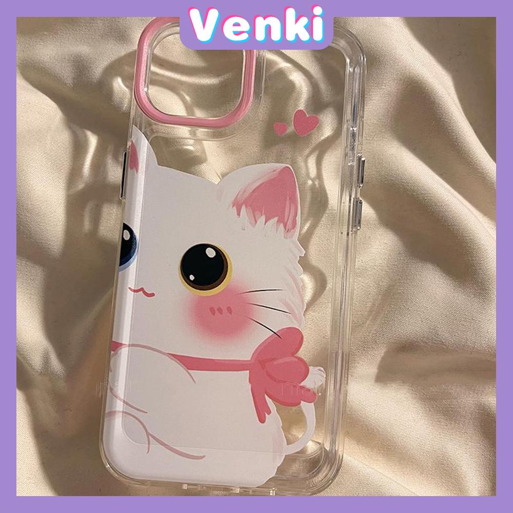 Case For iPhone 11 Soft TPU Transparent Space Case Cute Couple Black White Cat Plating Buttons Camera Protection Shockproof For iPhone 14 13 12 11 Plus Pro Max 6 7 8 Plus XR XS