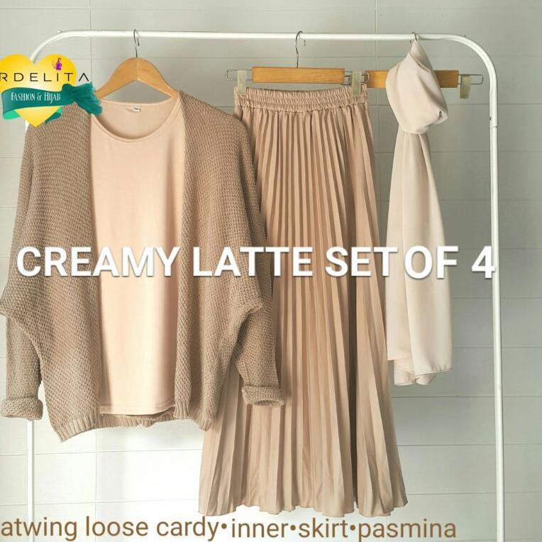 SPECIAL PRICE PAKET HEMAT LENGKAP CREAMY LATTE SET OF 4/PAKET OOTD HIJAB PREMIUM SELEGRAM/SET ROK/SE
