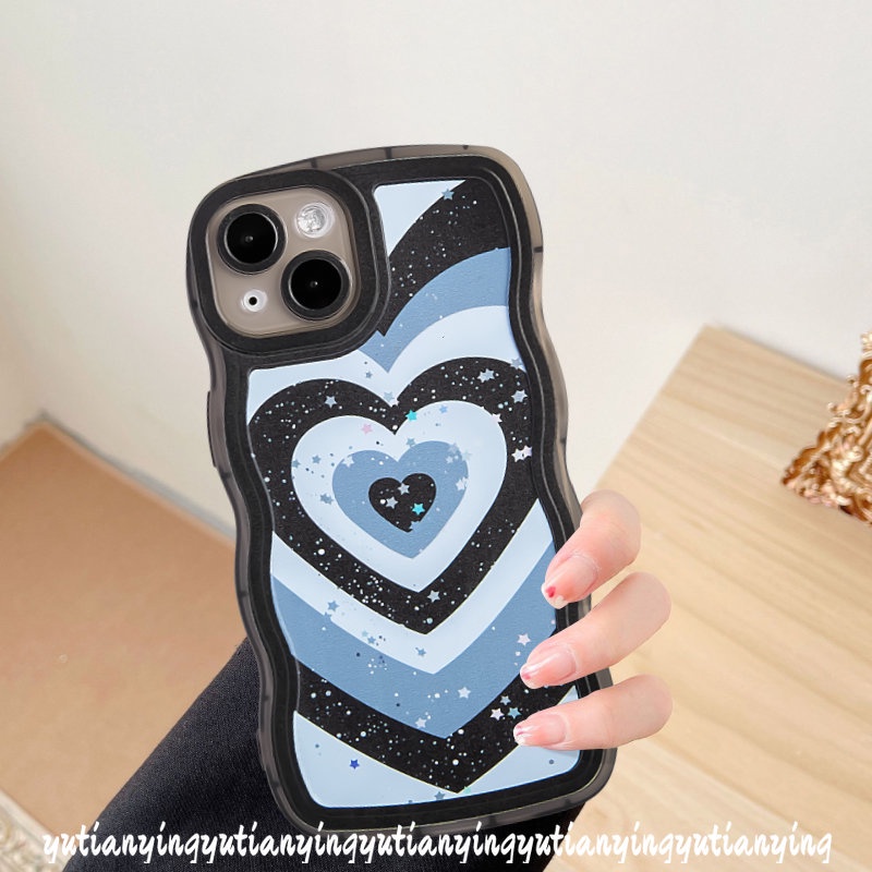 Gradient Love Heart Bling Stars Casing Realme C15 C12 8i 7i 5 C30 C35 10 C25Y C21Y 6i 7 5i 8Pro 9 C25 C20 C11 C25s C33 C3 9Pro + C17 9i 8 C20A Soft Tpu Shockproof Wavy Edge Case