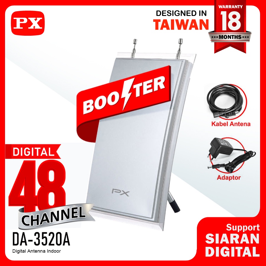 Antena TV Indoor PX DA-3520A Digital TV DVB-T2 HDTV Digital Analog + Kabel