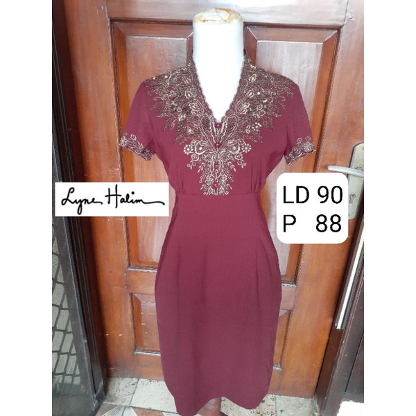Lyne Halim Maroon Dress Bordir - preloved