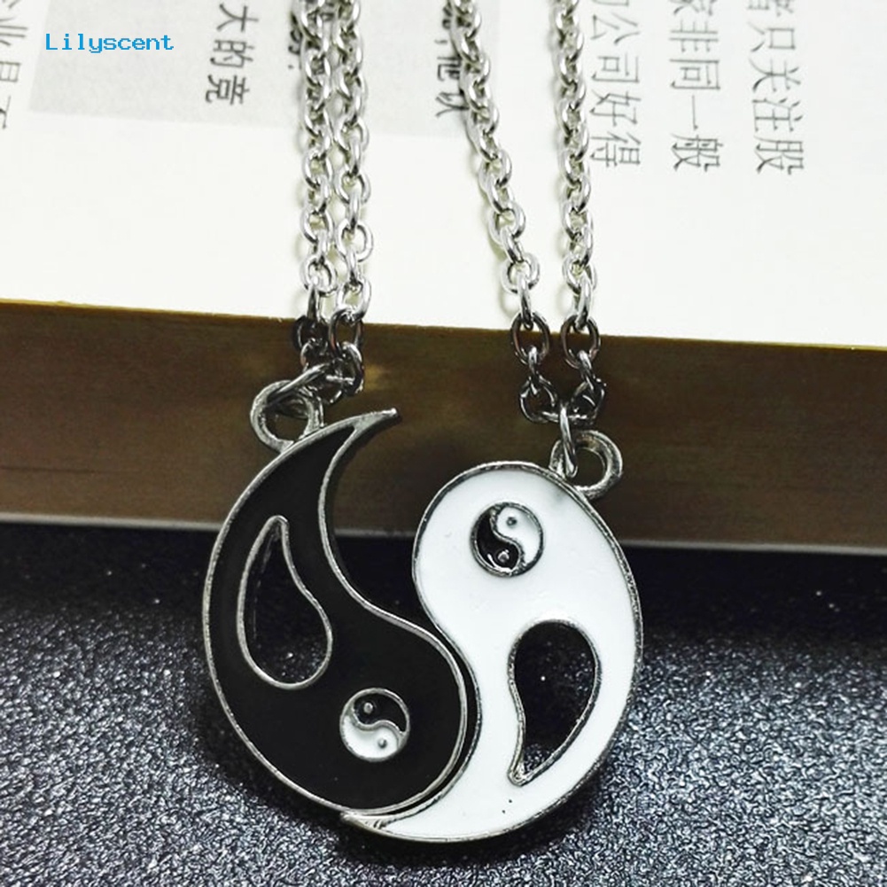 [LS] 2pcs/set Unisex Taiji Bagua Liontin Pencocokan Kalung Adjustable Perhiasan Hadiah