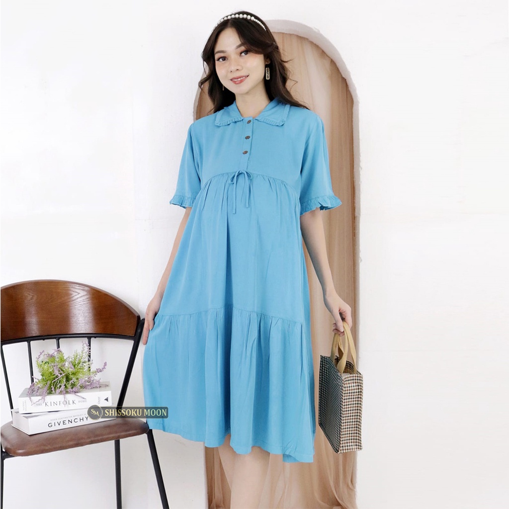 Baju Dress Hamil Menyusui Model Casual Bahan Rayon Twill - Jenny