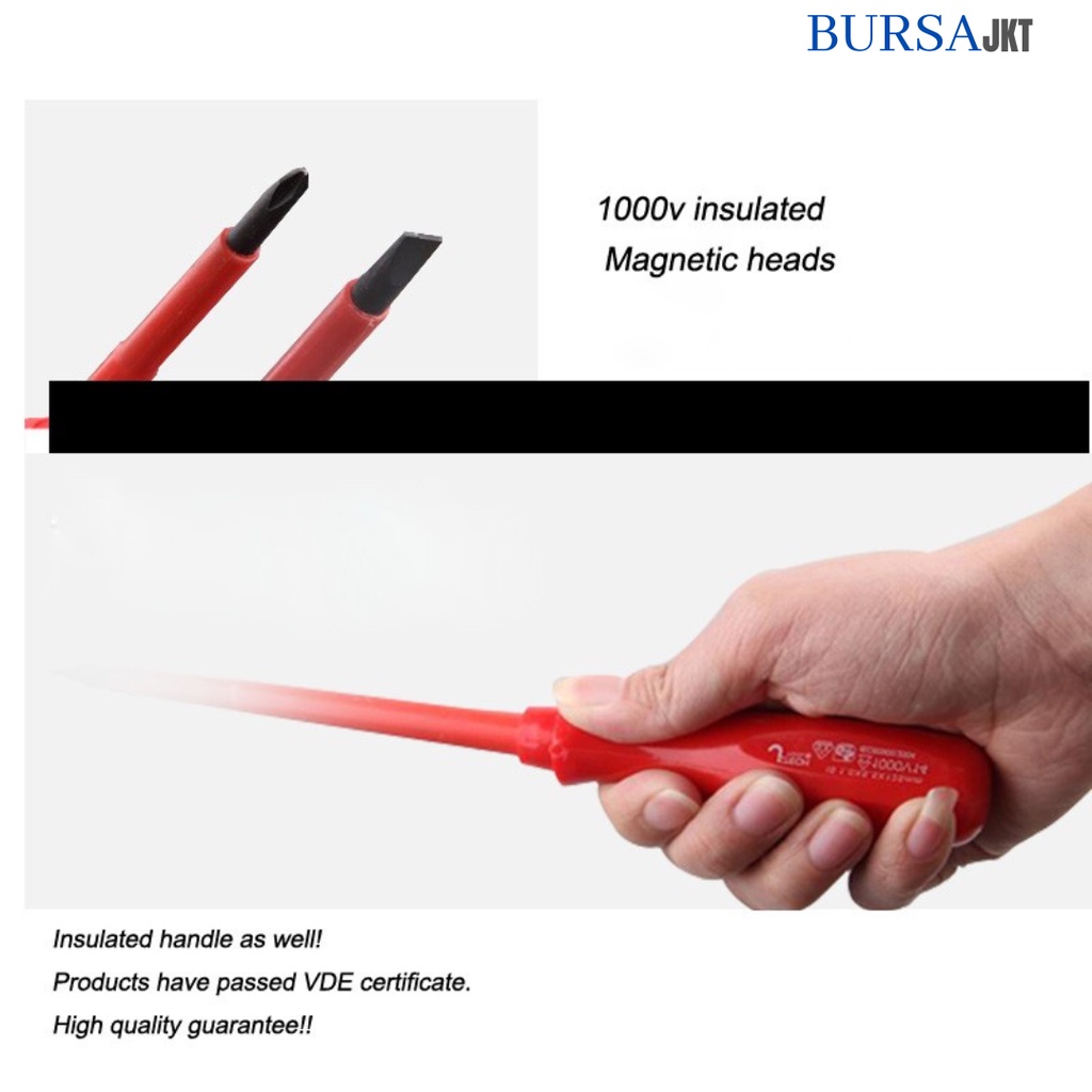OBENG INSULASI LISTRIK 1000V PELINDUNG TANGAN MAGNETIC 4 /5 INCH