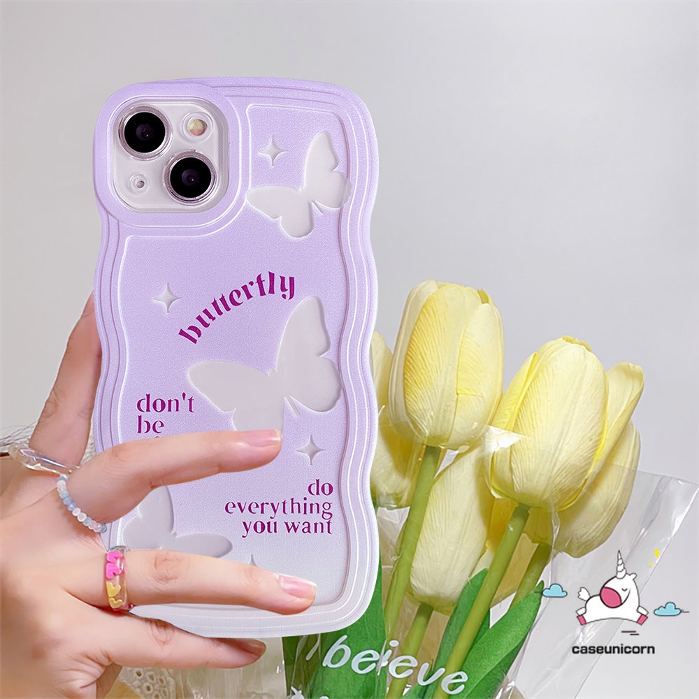 Oppo A95 A17 A57 A15 A17K A78 A16 A96 A54 A7 A74 A12 A16s A5s A55 A76 A1k A77 A3s A5 A9 A16K A77s A53 A52 Reno 8 5F 8T 7Z 6ungu Gradasi Wavy Edge Fantastic Butterfly Soft Case