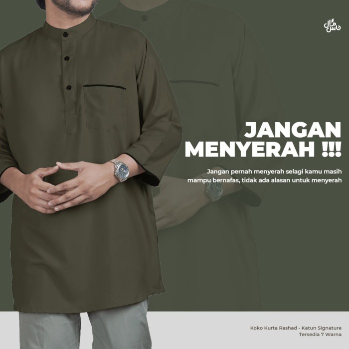 Baju Kurta Kemko Muslim Pria Original Qomishu Bahan Katun