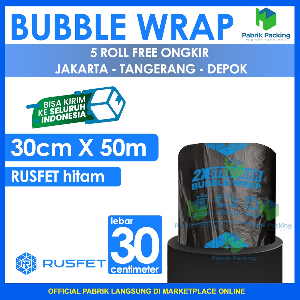 

Bubble Wrap Hitam 30CM X 50M Tebal Plastik Bubblewrap Roll