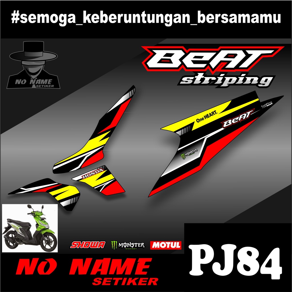 Striping Beat Karbu 2008 2009 2010 2011 2012 (pj84) Variasi Sticker Stiker Skotlet Motor Scotlite List