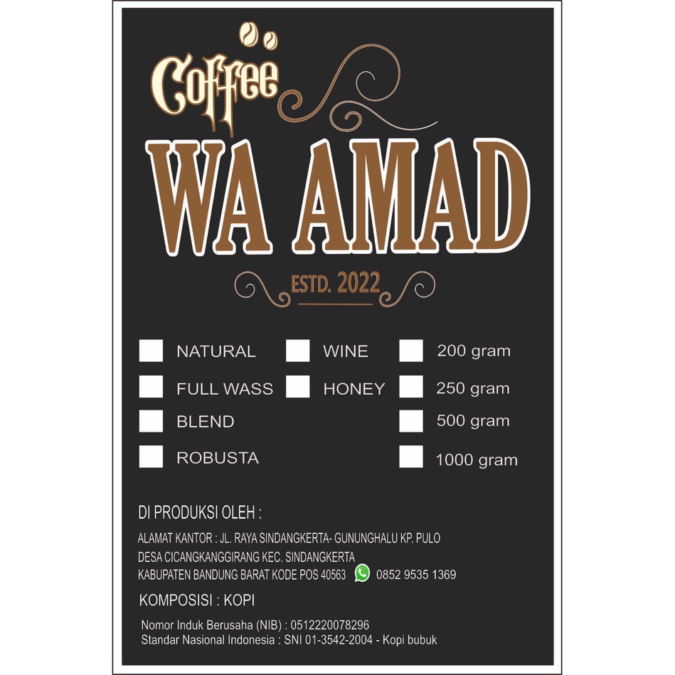 

WA AMAD SIMADU (HONEY) DAN FULL WASS COFFEE