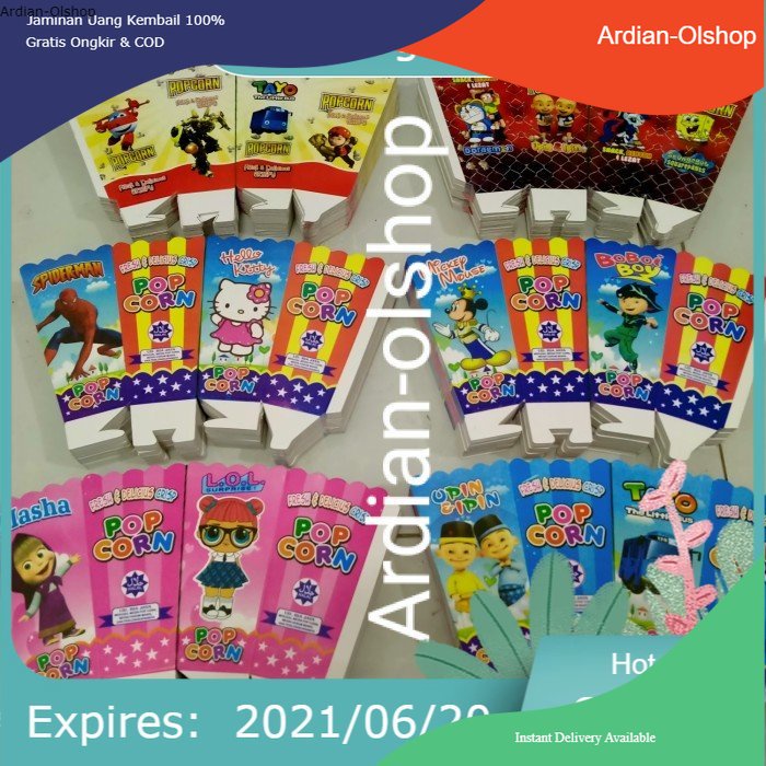 

real pict kertas bungkus popcorn / kemasan Popcorn / kotak Pop Corn