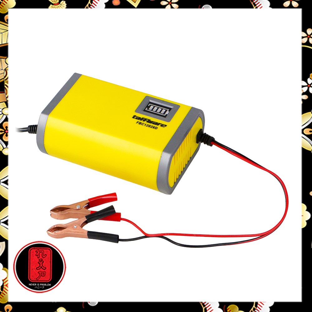 Taffware Charger Aki Portable Motorcycle Car Battery Charger 6A 12V - FBC1206D - Yellow