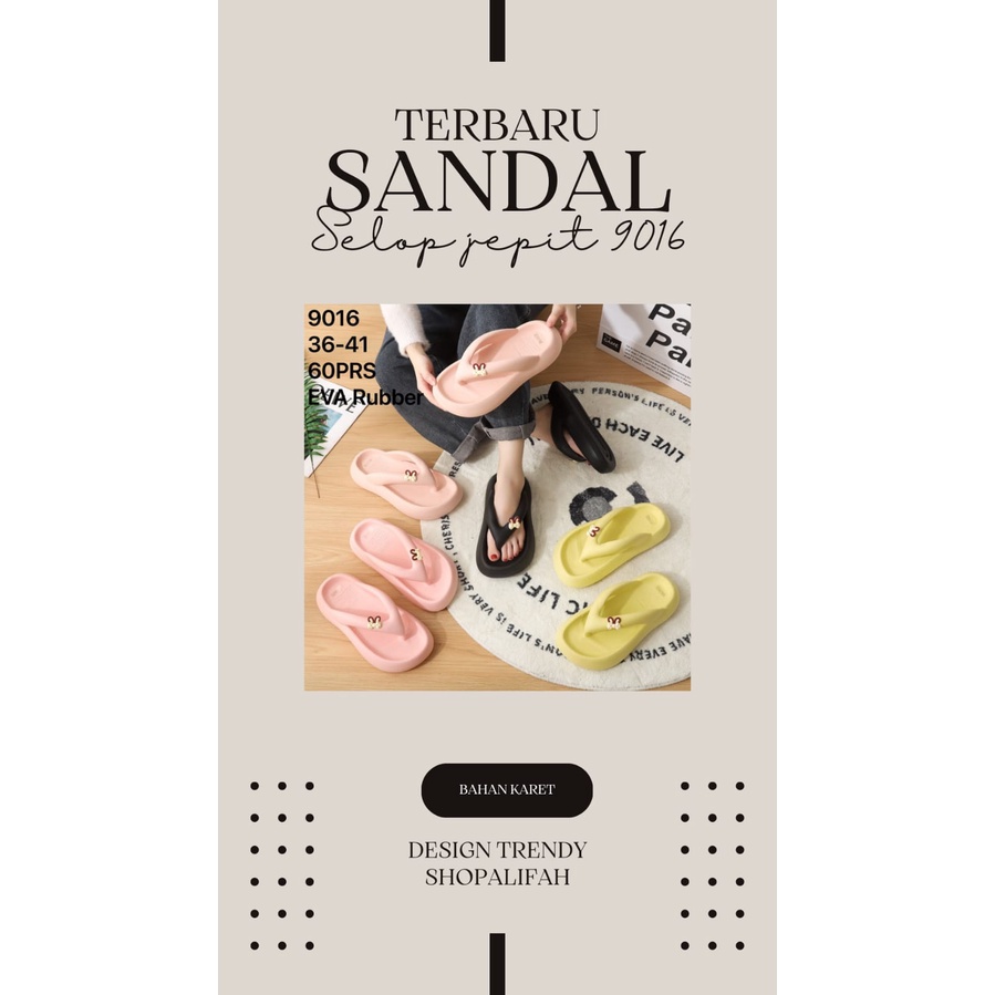 Sandal jepit wanita design terbaru korean style kekinian berhiaskan pita boneka lucu 916 merek balan
