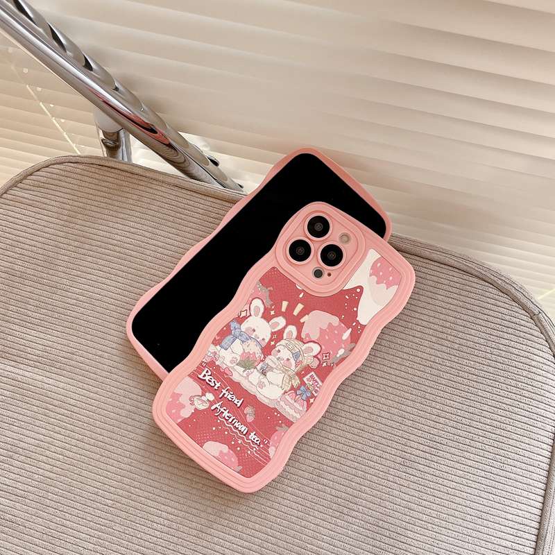 Pink Ripple Pattern Soft Case OPPO A7 A5S A12 A11K F9 Pro F11 A53 A33 A9 A57 A5 A3S A31 2020 Reno 5 6 7Z 8 5G VIVO Y12S Y20i Y20S Y11 Y12i Y15 Y17 V23E V23 Pro S1 Bunny Rabbit