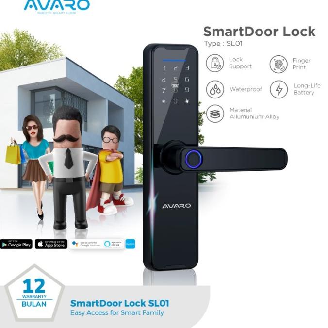 AVARO SL01 Smart Door Lock Kunci Pintu Digital Smart Lock Door Lock