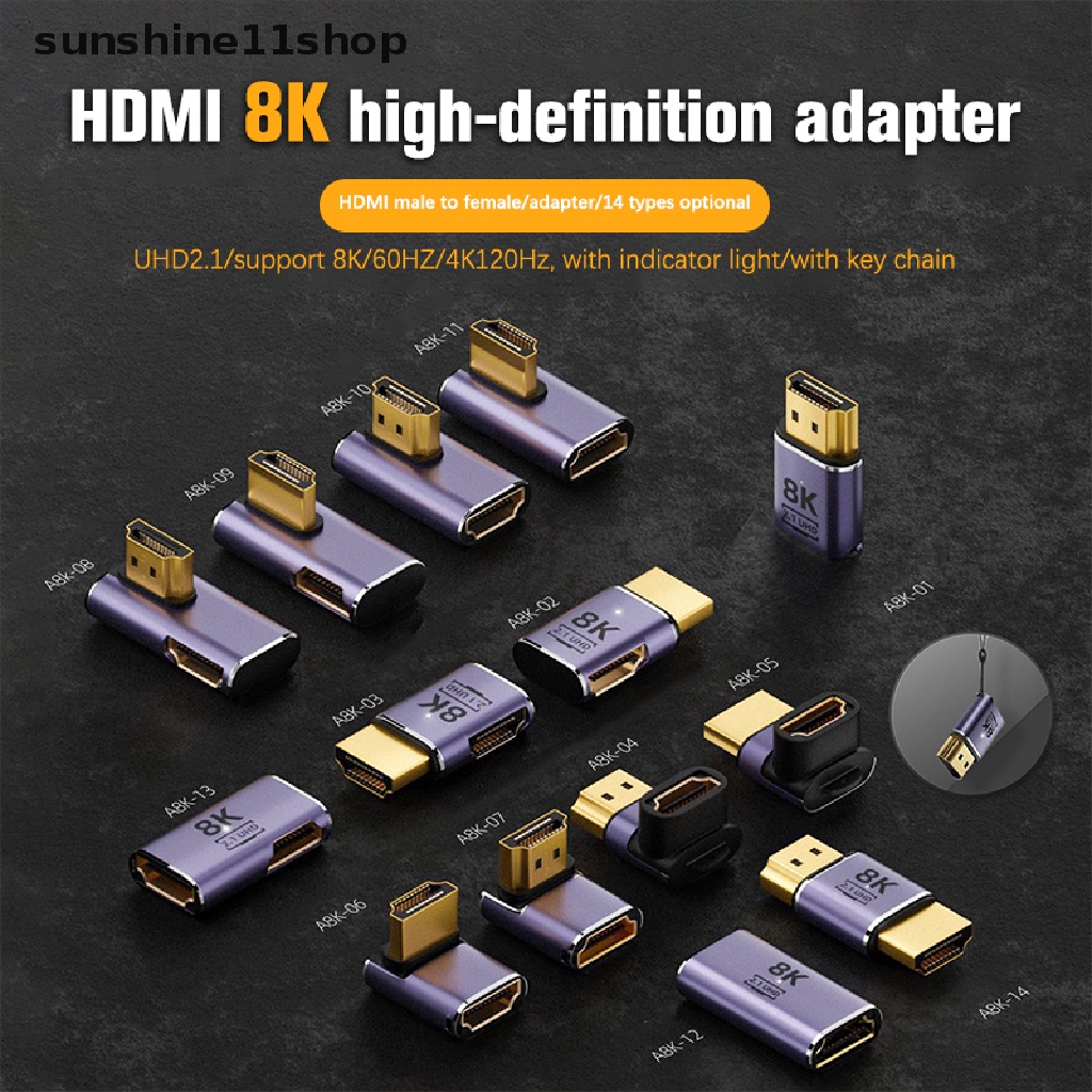 Sho 8K @ 60HZ HD Video Projection/Same Screen Converter 2.1 Cable Adapter Male to Female Konverter Kabel Untuk HDTV PS4 PS5 Laptop Extender N