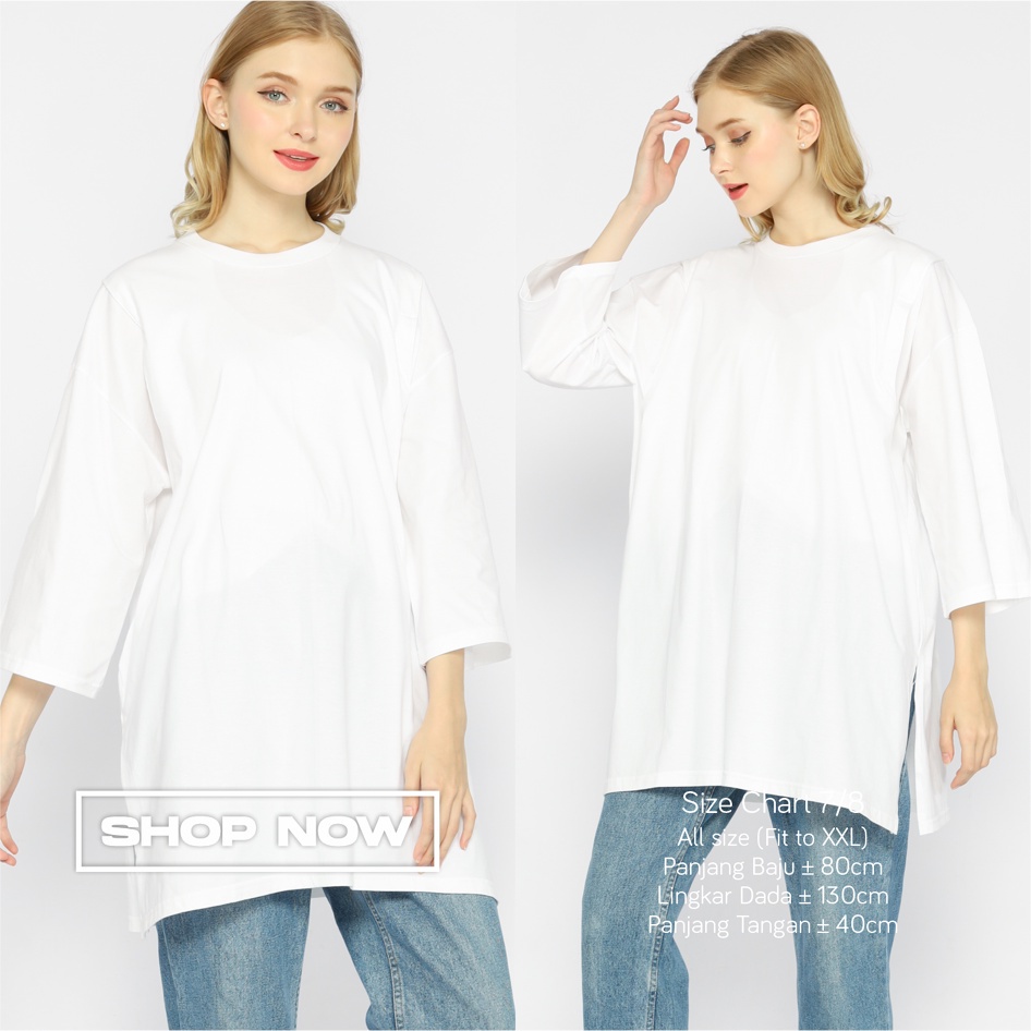 Kaos Oversize JUMBO Wanita lengan 7/8 Basic BIG SIZE Top Busui dan NonBusui Hijab Friendly