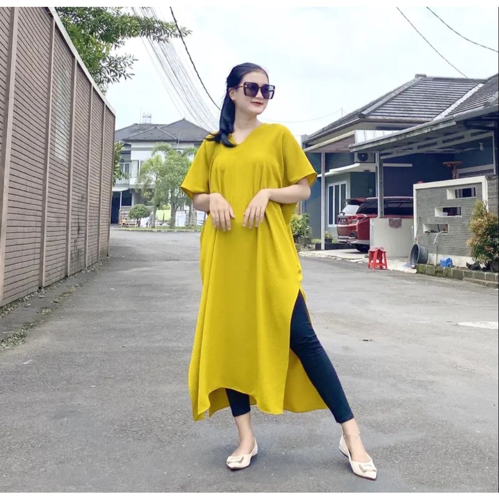 NAGITA LONG DRESS TUNIK BELAH CRINCLE