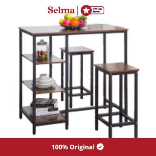 Selma Lucio Set Meja Makan 4 Bangku - Cokelat Furniture Informa