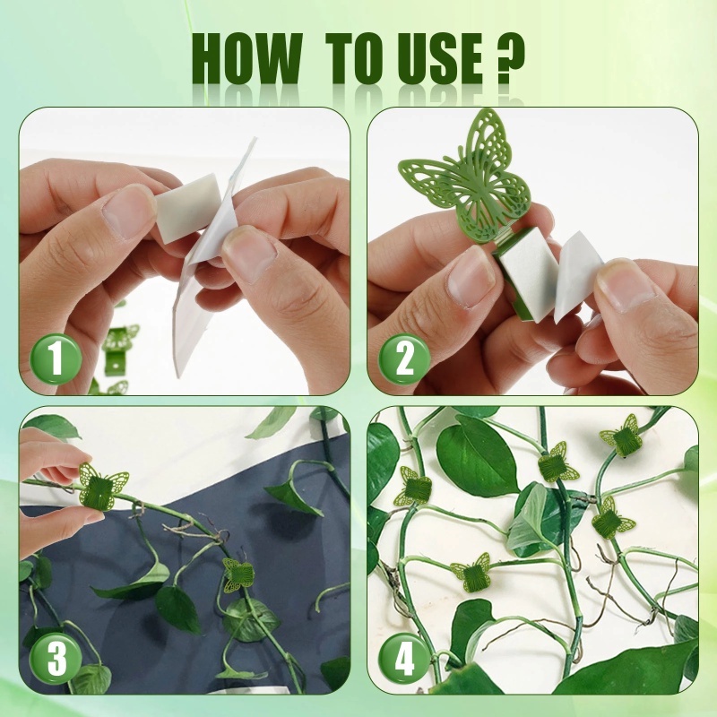 10pcs Tanaman Rambat Dinding Climbing Fix Klip Mudah Dipasang Dekoratif Pembantu Jalur Data Kabel TV Holder Clamp Self-adhesive Butterfly Shaped Fixture Untuk Kamar Taman Kantor