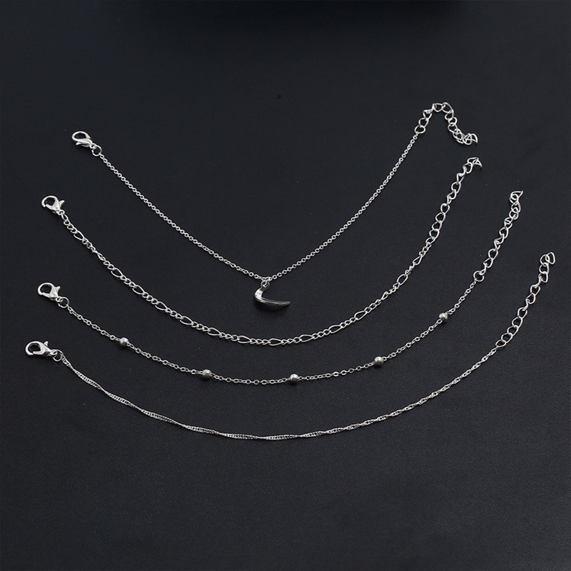 4 Pcs/SET Bohemian Kristal Gelang Kaki Untuk Wanita Boho Emas Manik Bulan Bintang Gelang Kaki Multilayer Kaki Gelang Di Kaki Pantai Gelang Kaki Perhiasan